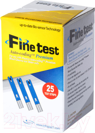Изображение товара Тест-полоски для глюкометра Infopia Finetest Auto-Coding Premium (25шт)