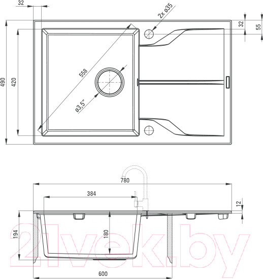 Изображение товара Мойка кухонная Deante Andante ZQN A113