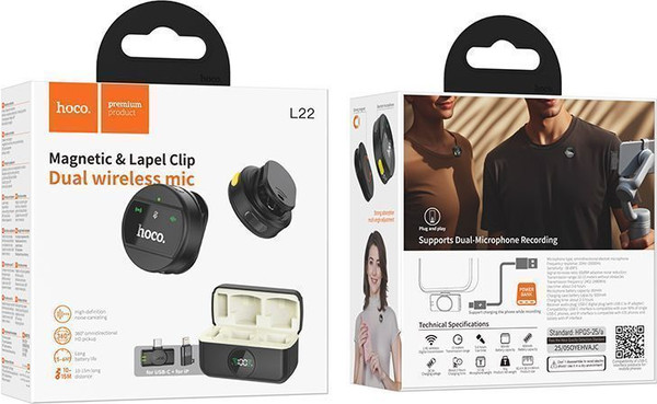 Изображение товара Радиосистема микрофонная Hoco L22 (черный)