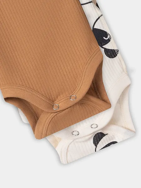 Изображение товара Набор боди для малышей Mark Formelle 13018-1-2 (р.62-40, охра/панды на молочном)