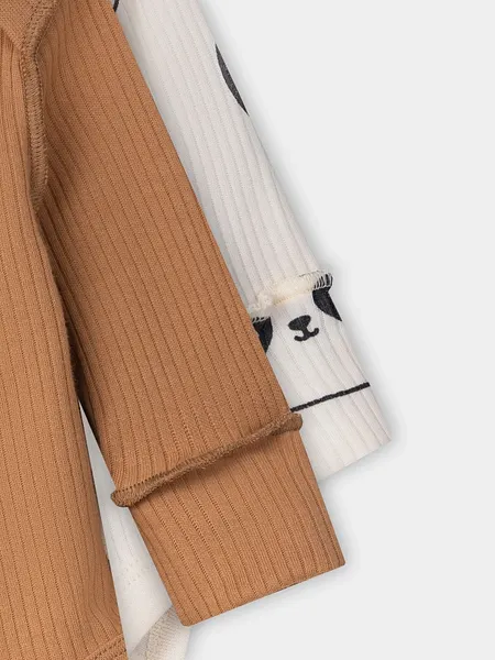 Изображение товара Набор боди для малышей Mark Formelle 13018-1-2 (р.62-40, охра/панды на молочном)