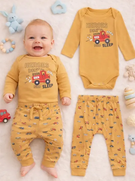 Изображение товара Комплект одежды для малышей Mark Formelle 89404 (р.68-44, бисквит/машинки на бисквите)