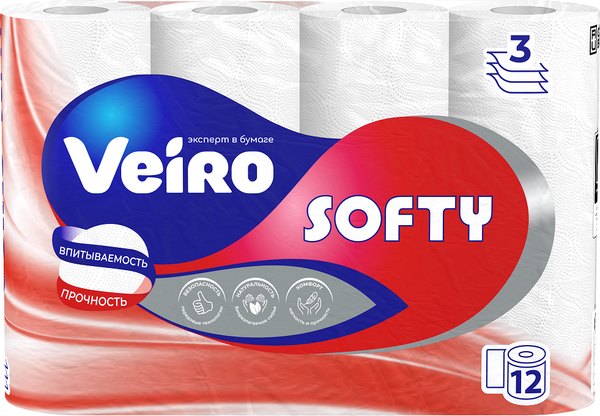Изображение товара Туалетная бумага Veiro Softy 3-х слойная (12рул)