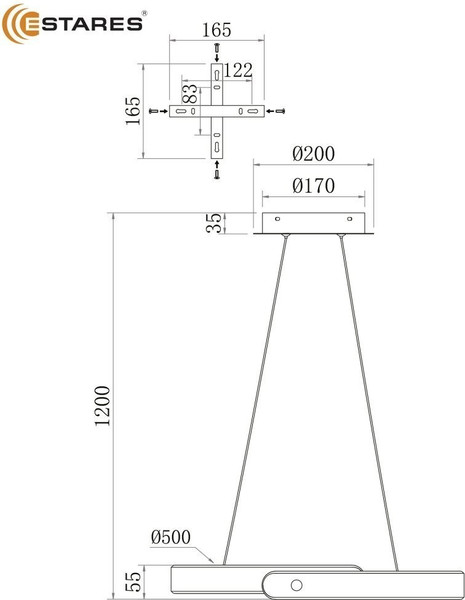 Изображение товара Люстра Estares Mary 86W 2C-APP-500x1200-WHITE/WHITE-220-IP20