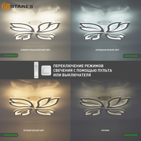 Изображение товара Люстра Estares Astra 80W 4F-APP-528x80-WHITE/WHITE-220-IP20