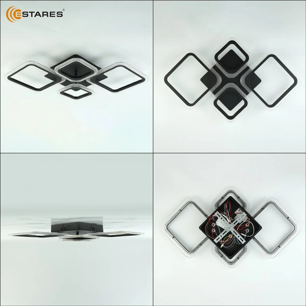Изображение товара Люстра Estares Oval Prizma 80W 4S-RC-725x423x80-BLACK/CLEAR-220-IP20