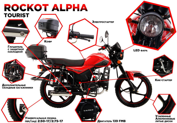 Изображение товара Мопед Rockot Alpha Tourist (синий глянцевый)
