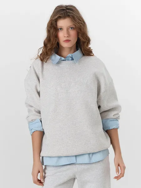Изображение товара Свитшот Mark Formelle 122887/1 (р.164/170-100-106, серый меланж 4306-А/644-W вышивка)