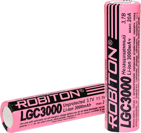 Аккумулятор Robiton LGC3000 20A LG 18650HG2 без защиты PK1 / БЛ15701 — фото 6