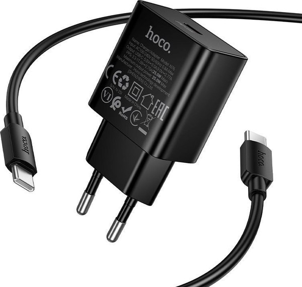 Изображение товара Зарядное устройство сетевое Hoco N76 + кабель Type-C-Type-C (черный)