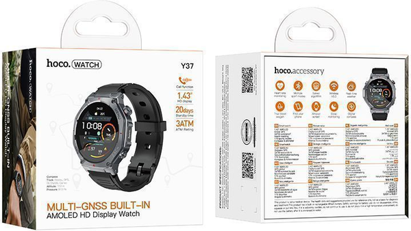 Изображение товара Умные часы Hoco Y37 Amoled+GPS Call Version (черный)