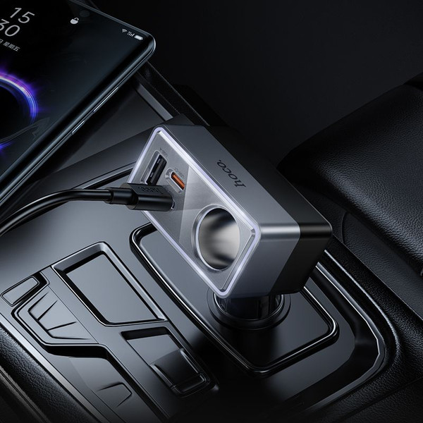 Изображение товара Адаптер питания автомобильный Hoco Z65A Smart (черный)