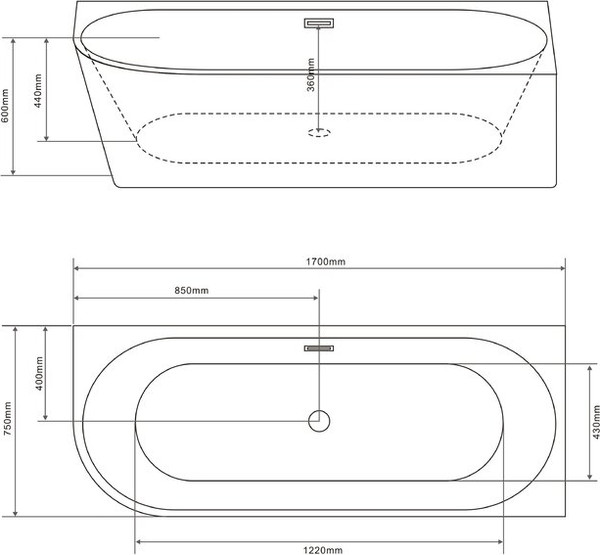 Изображение товара Ванна акриловая Grossman Cristal GR-2206FR 170x75