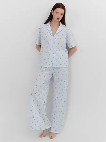 Изображение товара Пижама Mark Formelle 592554 (р.164/170-96-102, цветы на голубой полоске)