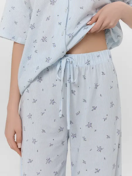 Изображение товара Пижама Mark Formelle 592554 (р.164/170-96-102, цветы на голубой полоске)