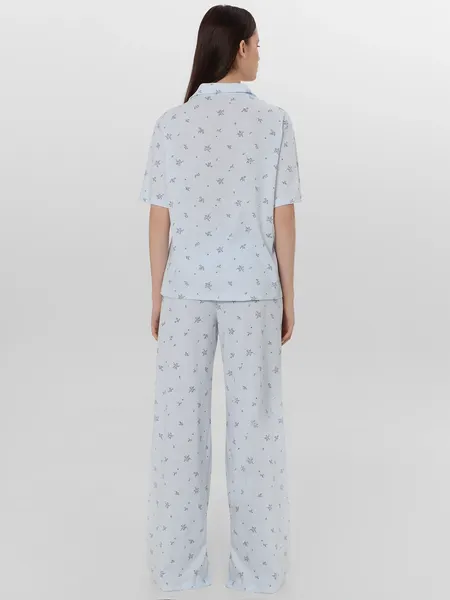 Изображение товара Пижама Mark Formelle 592554 (р.164/170-96-102, цветы на голубой полоске)