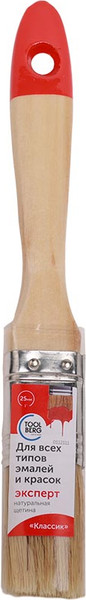 Изображение товара Кисть малярная Toolberg Плоская Классик Эксперт 25мм деревянная рукоятка (натуральная щетина)