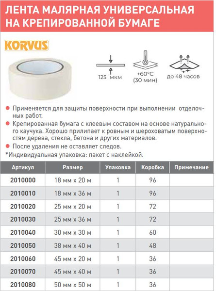 Изображение товара Лента малярная Лакра Креп 30мм (30м)