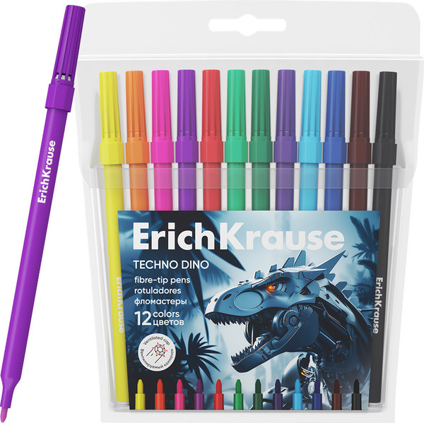 Изображение товара Фломастеры Erich Krause Techno Dino / 65030 (12цв)