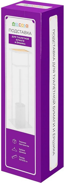 Изображение товара Стойка для туалетной бумаги с ершиком El Casa Белая / 240473