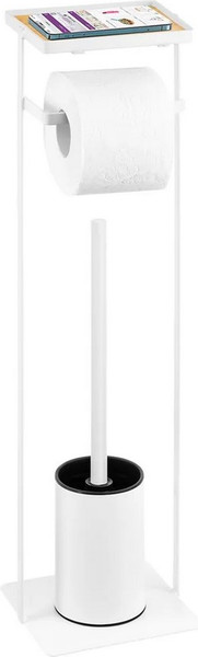 Изображение товара Стойка для туалетной бумаги с ершиком El Casa Белая / 240473