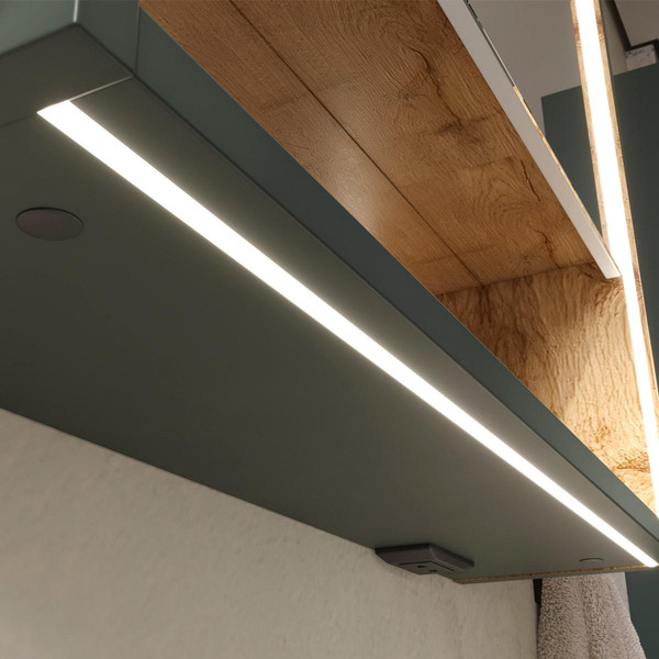 Изображение товара Шкаф с зеркалом для ванной EQUIL Gleam 60.1D (зеленый камень/дуб вотан)