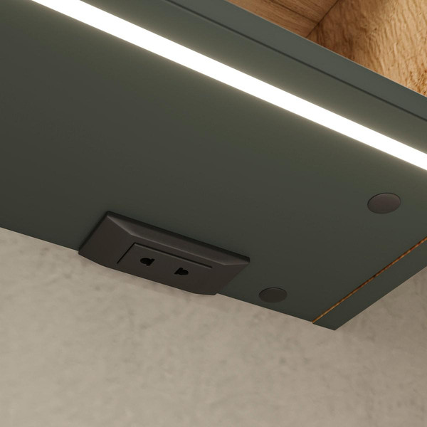 Изображение товара Шкаф с зеркалом для ванной EQUIL Gleam 80.2D (зеленый камень/дуб вотан)