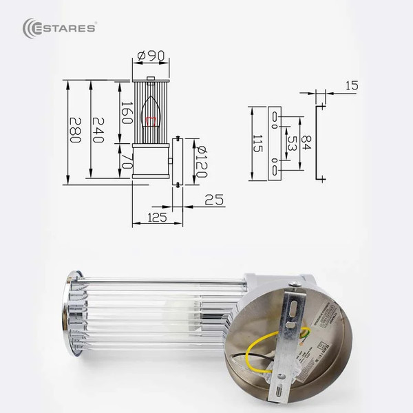 Изображение товара Бра Estares Classic 1xE27 R-280x125x120-CHROME/CLEAR-220-IP20