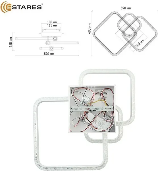 Изображение товара Люстра Estares Emilia 70W 3S-APP-590x400x165-BLACK/WHITE/CRYSTAL-220-IP20