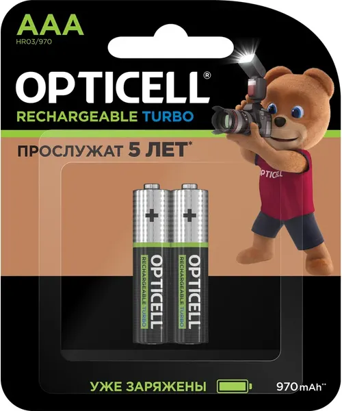 Изображение товара Комплект аккумуляторов Opticell Turbo AAA NiMH 970mAh / 6080003 (2шт)