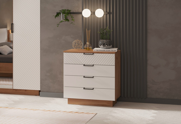 Изображение товара Комод Премиум Оливия (дуб бунратти/белый софт)