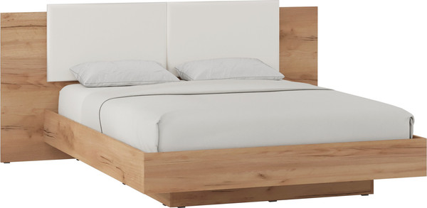 Изображение товара Двуспальная кровать Премиум Оливия 160x200 (дуб бунратти/светлый кожзам)