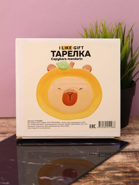 Изображение товара Тарелка столовая обеденная ILikeGift Capybara mandarin / FC242584