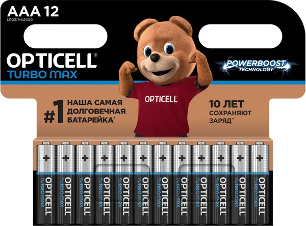 Изображение товара Комплект батареек Opticell Turbo MAX LR03 AAA / 6053010 (12шт)
