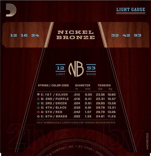 Изображение товара Струны для акустической гитары D'Addario NB1253