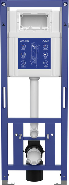 Изображение товара Унитаз подвесной с инсталляцией Cersanit Brasko Slim 64824 + Aqua M 40 68177 с кнопкой Corner 64077 (кнопка белый)