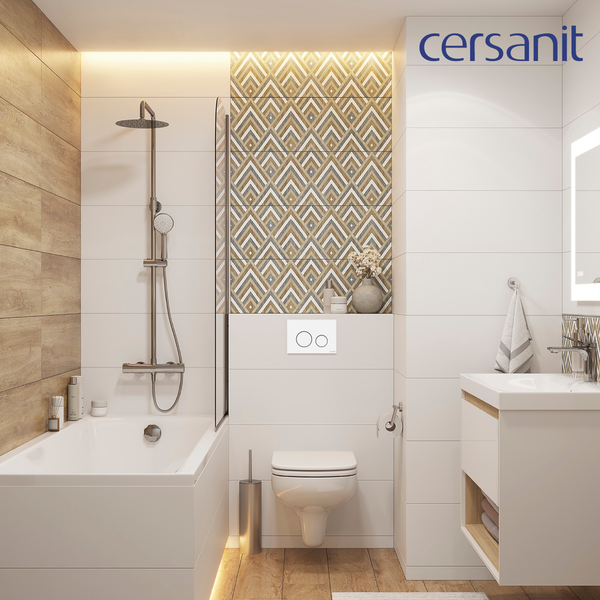 Изображение товара Инсталляция для унитаза Cersanit Aqua Smart M 40 68177 с кнопкой Twins 63526 (кнопка белый)