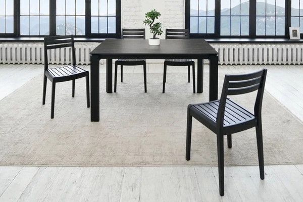 Изображение товара Обеденный стол Виста Бонн HPL 85x138/185 ВС/495 (камень серый/матовый черный)