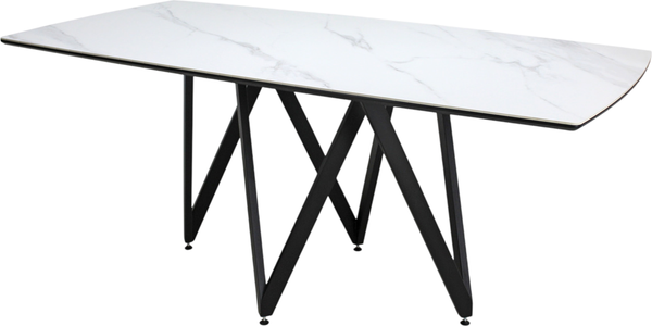 Изображение товара Обеденный стол Виста Аксиома-3 89x180 ВС/520 (белый мрамор матовый/черный муар)