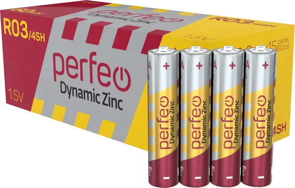 Изображение товара Комплект батареек Perfeo Dynamic Zinc R03/4SH (60шт)