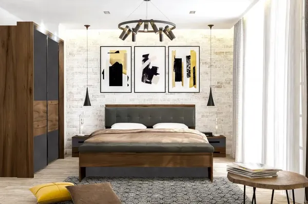 Изображение товара Каркас кровати Мебельград Глазго 140x200 (таксония/пегас грей/металл бруклин)