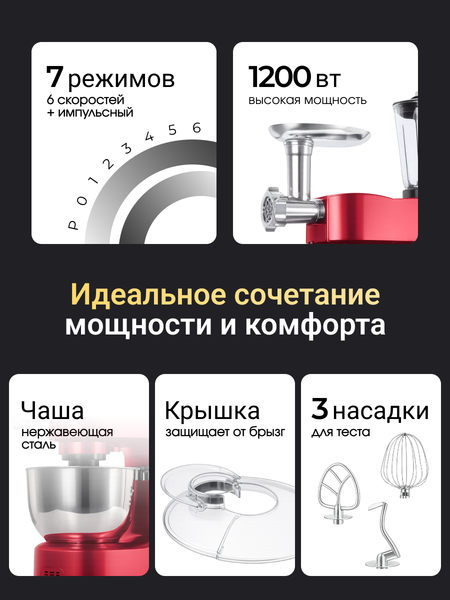 Изображение товара Кухонный комбайн Sonifer SF-8076 (красный)