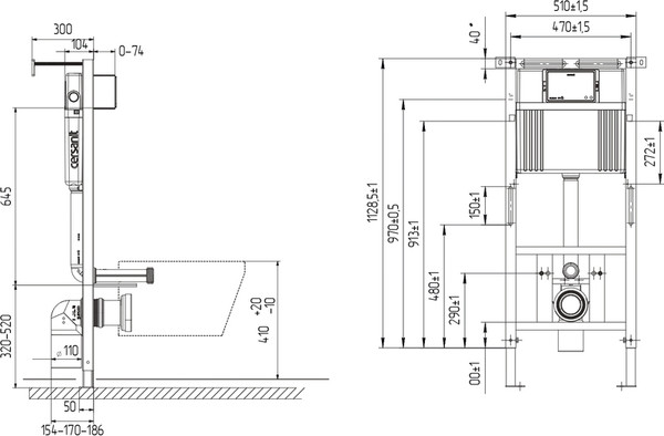 Изображение товара Унитаз подвесной с инсталляцией Cersanit Brasko Slim 64824 + Aqua Prime М 50 68179 с кнопкой Twins 63523 (кнопка хром глянцевый)