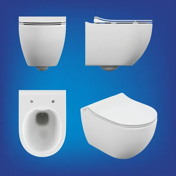 Изображение товара Унитаз подвесной с инсталляцией Cersanit Brasko Slim 64824 + Aqua 50 68178 +Accento Circle для Aqua 69078 (кнопка черный матовый)