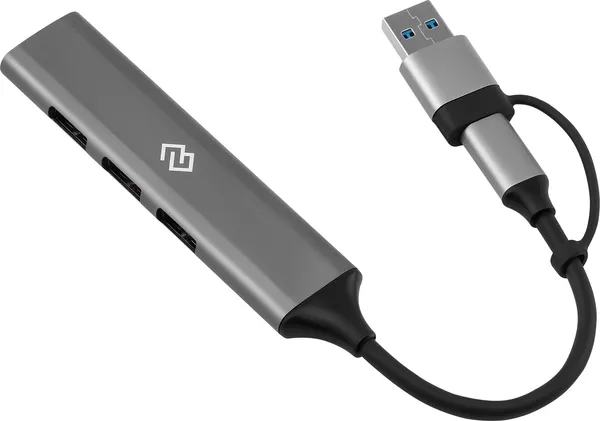 Изображение товара USB-хаб Digma DHUB-4USB-AC-3.0 (серебристый)