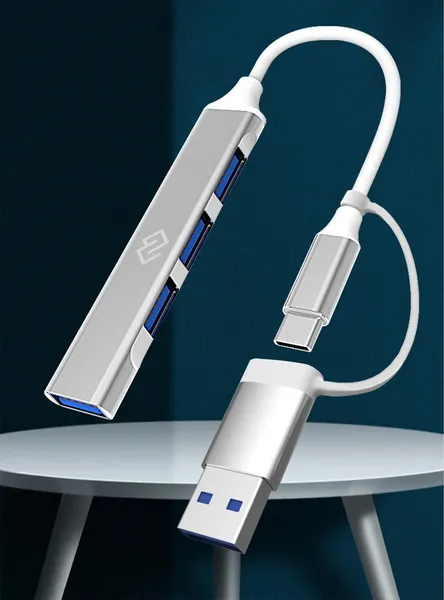 Изображение товара USB-хаб Digma DHUB-4USB-AC-3.0 (серебристый)