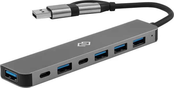 Изображение товара USB-хаб Digma DHUB-7USB-AC (серебристый)