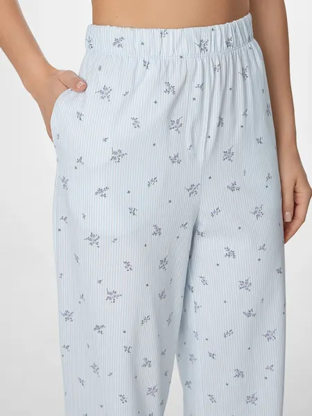Изображение товара Штаны домашние Mark Formelle 532524-1 (р.164/170-110, цветы на голубой полоске)