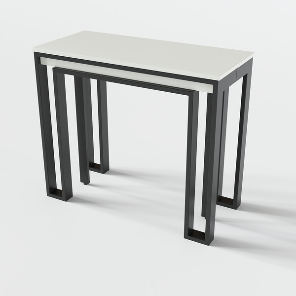 Изображение товара Стол-трансформер Aledar F2 90x40/240x76 (черный муар/белый альпийский)