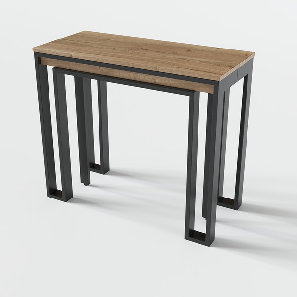 Изображение товара Стол-трансформер Aledar F2 90x40/240x76 (черный муар/дуб галифакс натуральный)